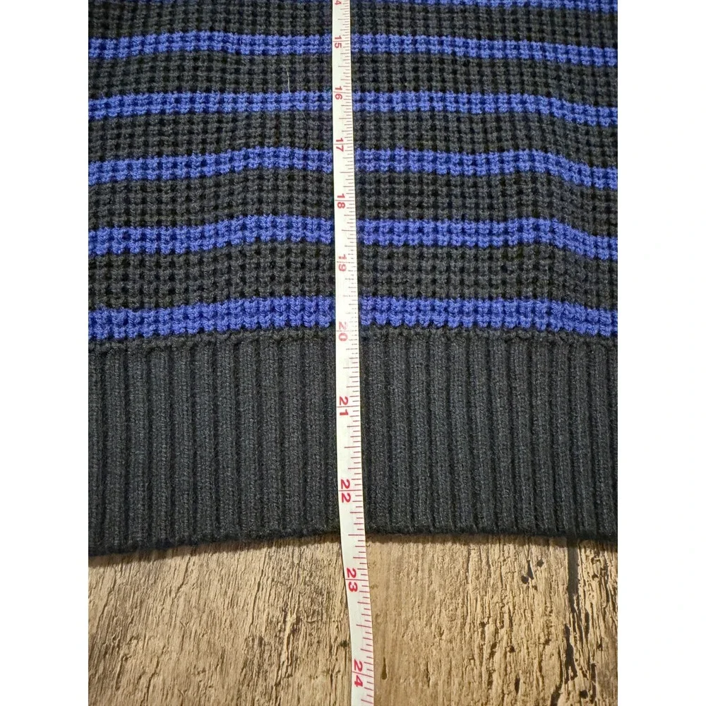 Scotch & Soda Sweater Kids Large Black Blue New Striped Waffle Knit Crewneck